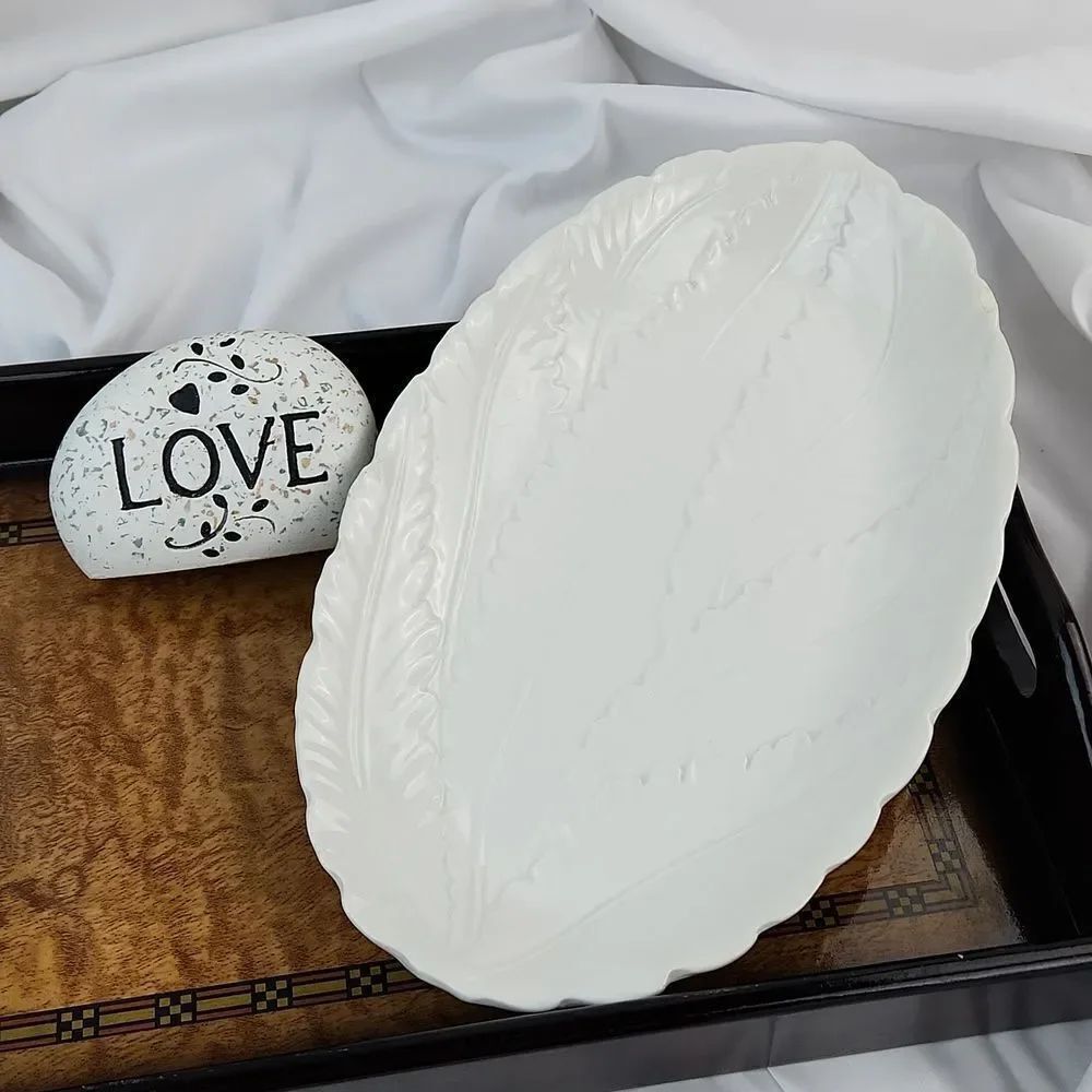 🔹️Williams Sonoma White Leaf Print Italian Serving Platter